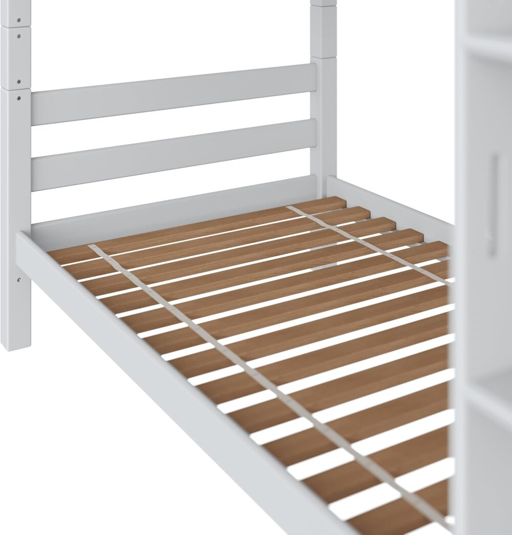 Massivholz-Etagenbett für 2 Kinder aus Kernbuche 90 x 200 cm – Doppelstockbett mit Lattenrost – Kinder-Etagenbett mit Treppe – Bild 6