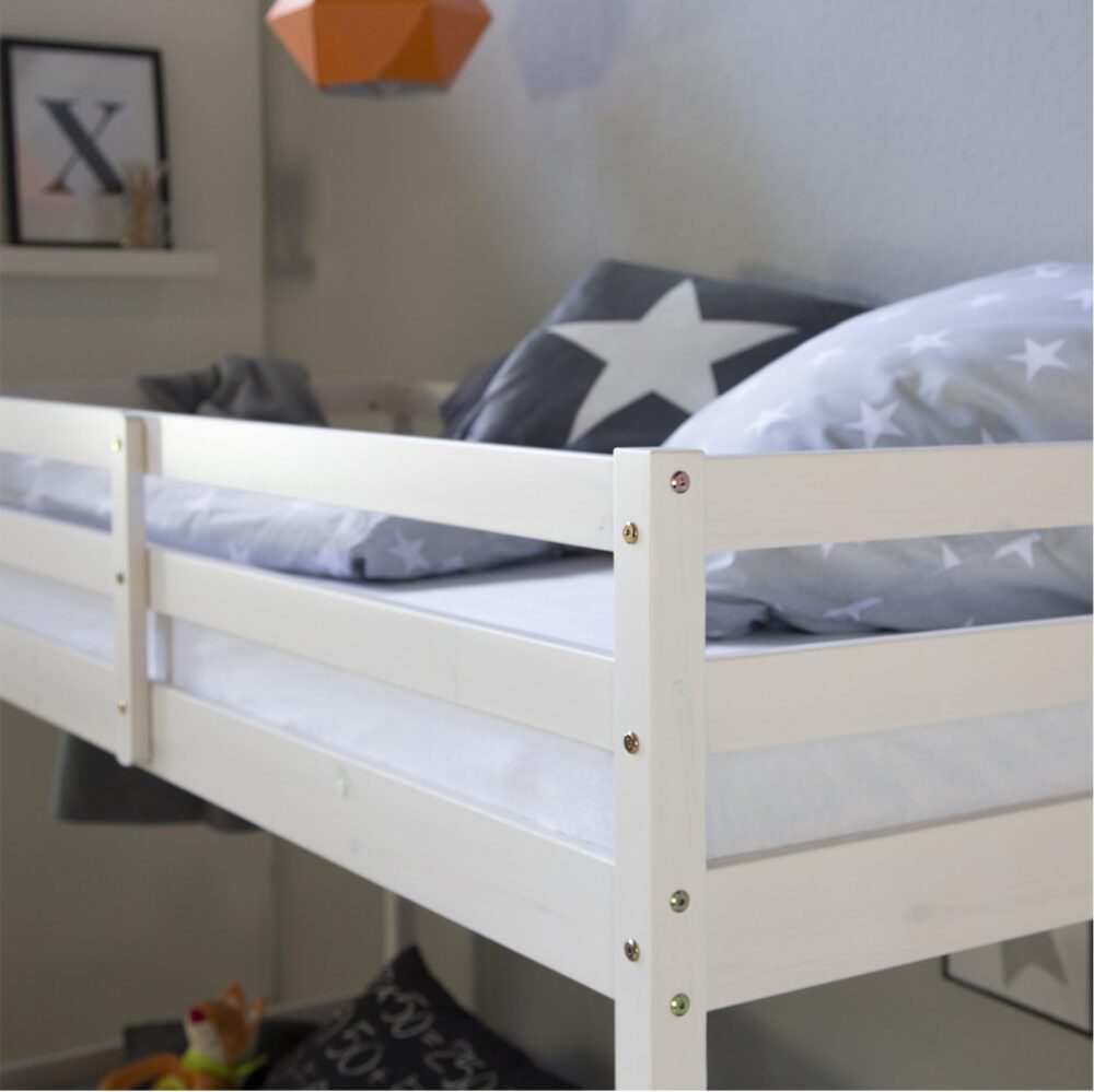 Etagenbett 90 x 200 cm mit Stauraum, Holz, Weiß, Doppel-Etagenbett 90 x 200 cm für 2 Kinder mit Lattenrost | Artikel 1431 – Bild 6