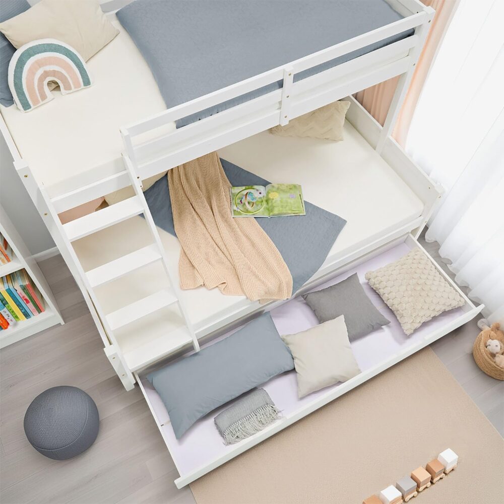 "Kinder-Etagenbett mit Bettkasten, 90 x 200 cm und 140 x 200 cm – Weißes Holz-Etagenbett für Kinder, inklusive Stauraum | Artikel 2723" – Bild 6