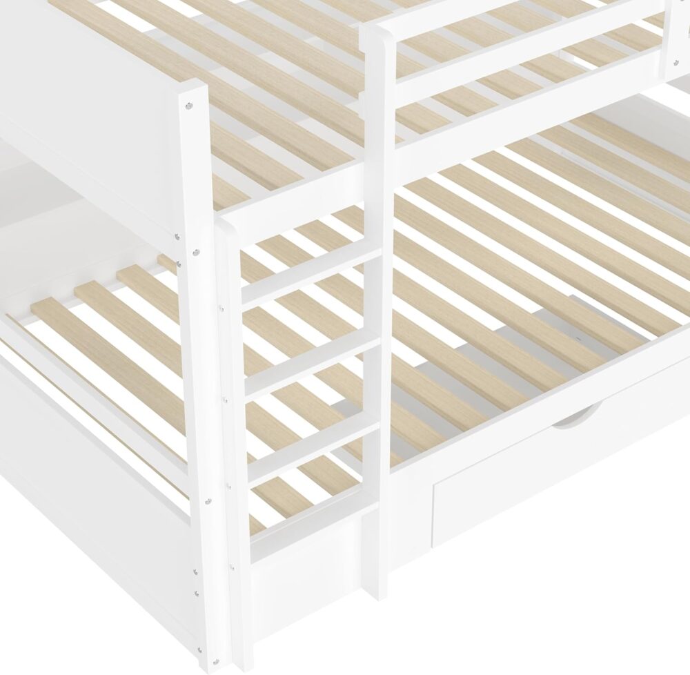 Wooden Bunk Bed 90x200 cm with Drawers & Ladder – Bild 3