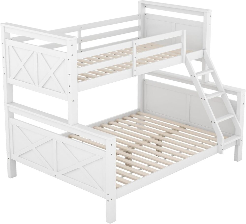 Etagenbett 90x200 mit Leiter & Rausfallschutz Weiß – Bild 6
