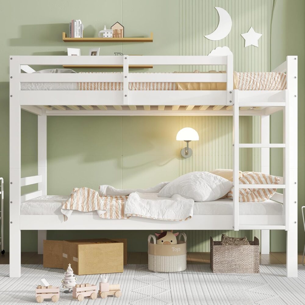 Etagenbett 90x200 aus Kiefer mit Leiter & Schutz – Bild 6
