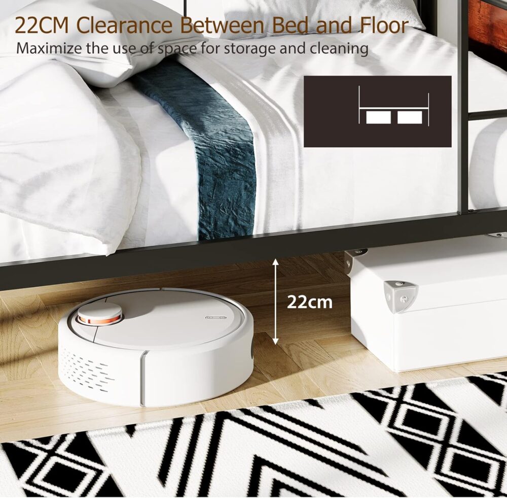 Etagenbett für Erwachsene und Kinder, abnehmbares 2-stöckiges Bett ohne Matratze, mit Kletterleiter, im Industriestil, 198 x 95 x 156 cm, Schwarz – Bild 7