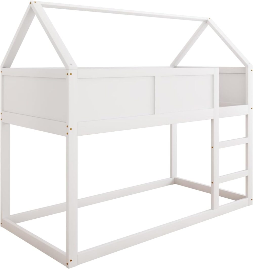 Etagenbett 90x200 mit Treppe aus Massivholz Weiß – Bild 7