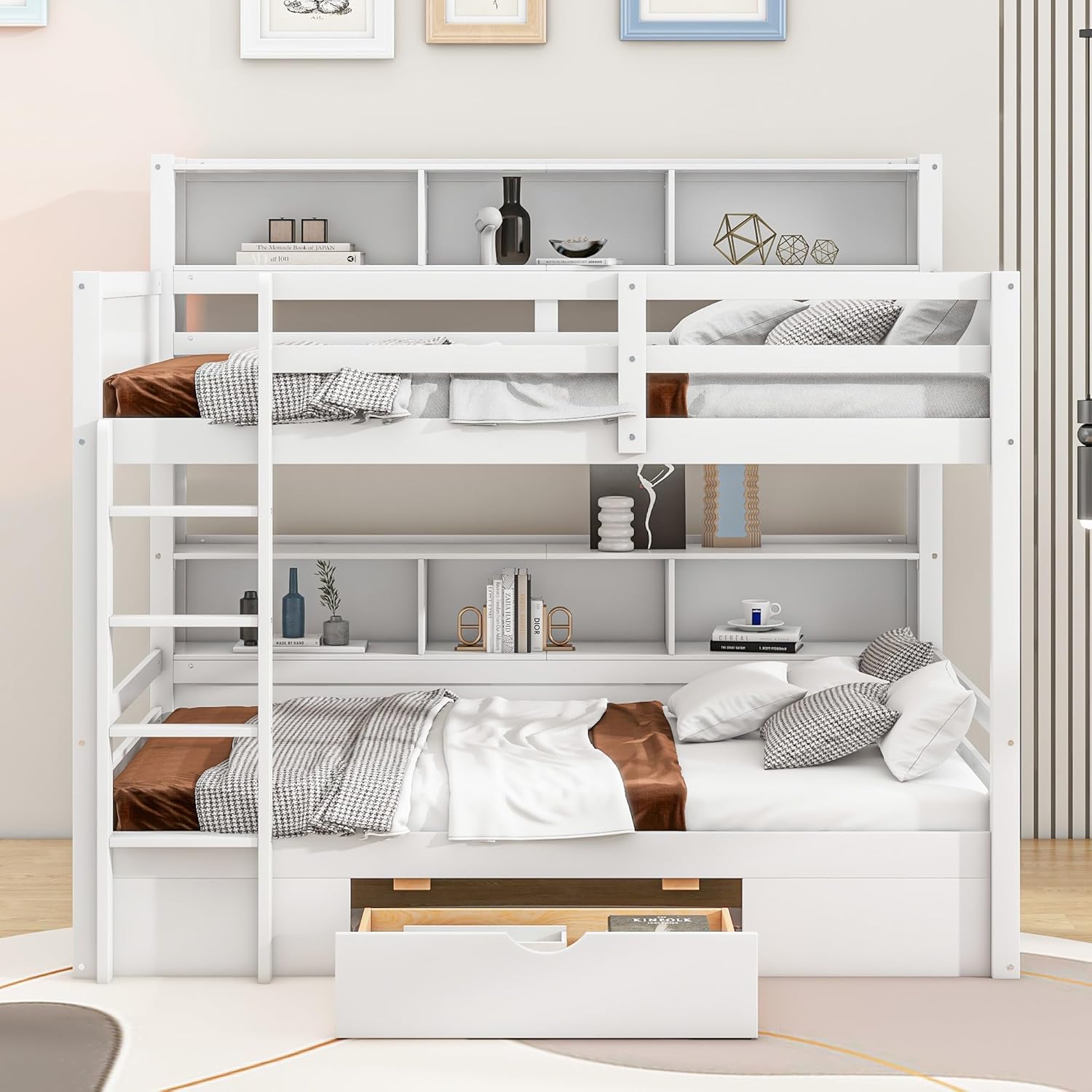 Wooden bunk bed with drawers and storage space white – Bild 7