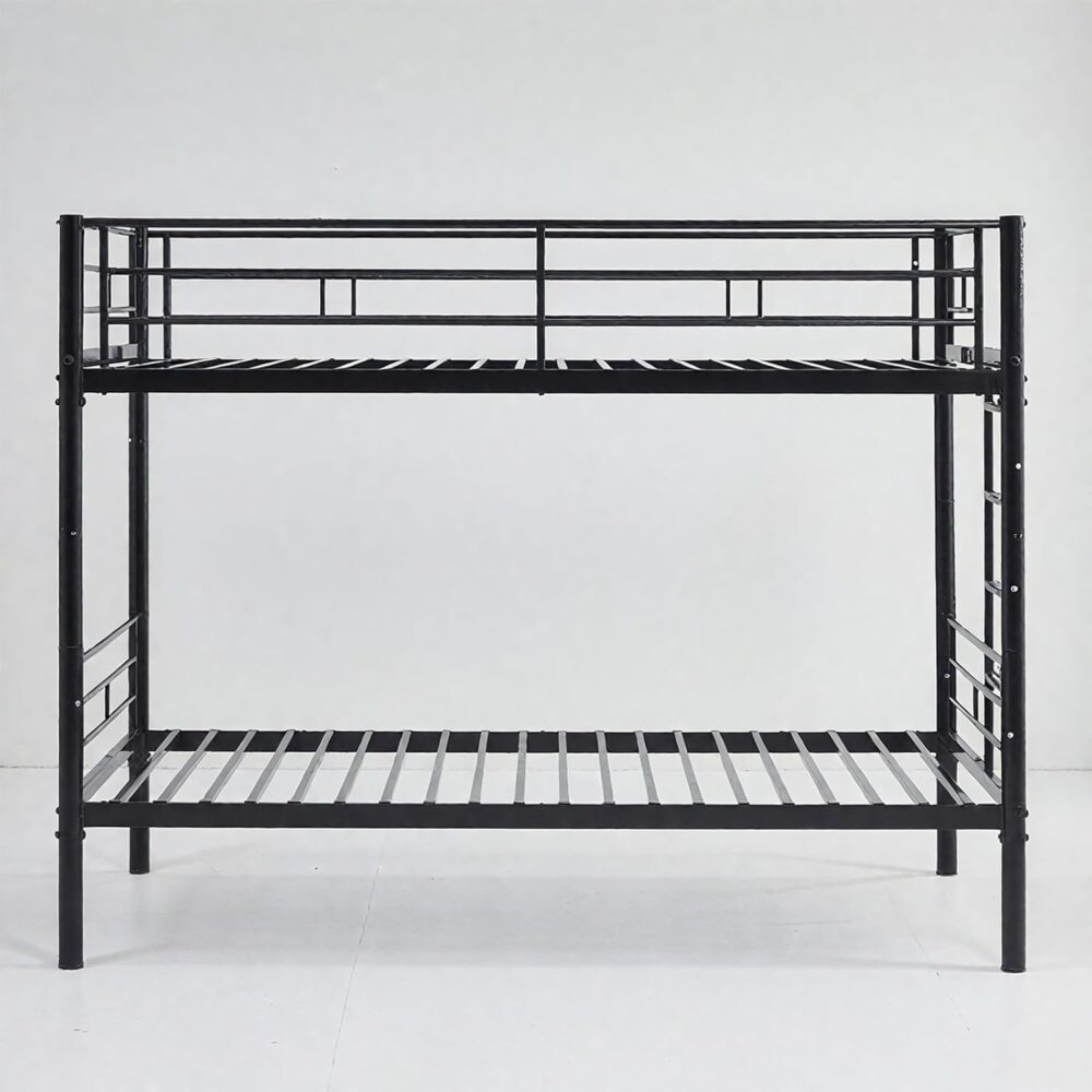 Metall Etagenbett Schwarz 90x200 cm mit Leiter – Bild 8