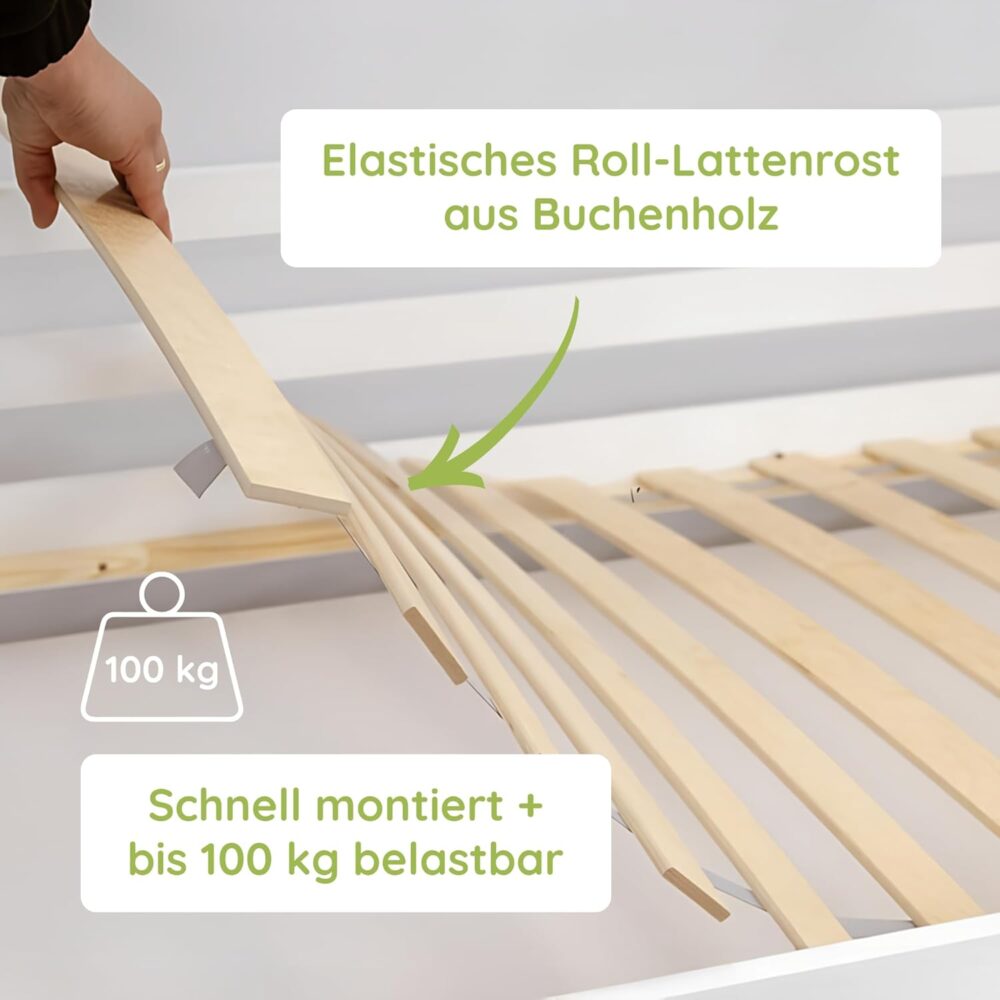 Wooden Bunk Bed 90x200 cm with Pull-Out & Drawers – Bild 9