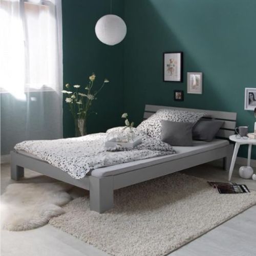 Einzelbett aus Holz mit Lattenrost 90x200 cm Grau