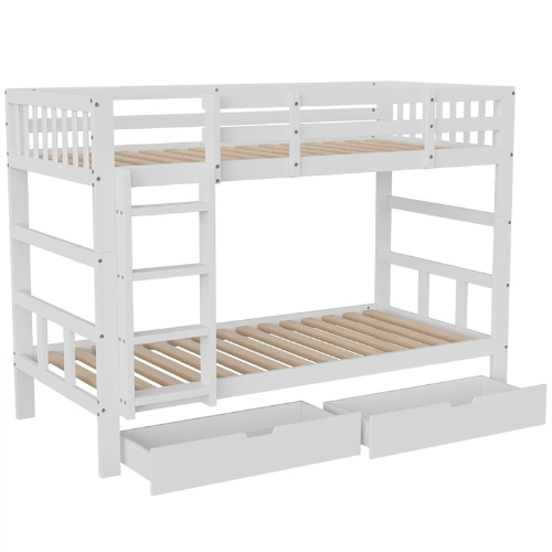 Etagenbett aus Massivholz mit Schubladen 90x200 cm