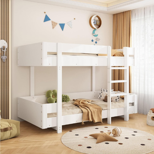 Etagenbett Holz 90x200 cm mit Leiter und Rausfallschutz