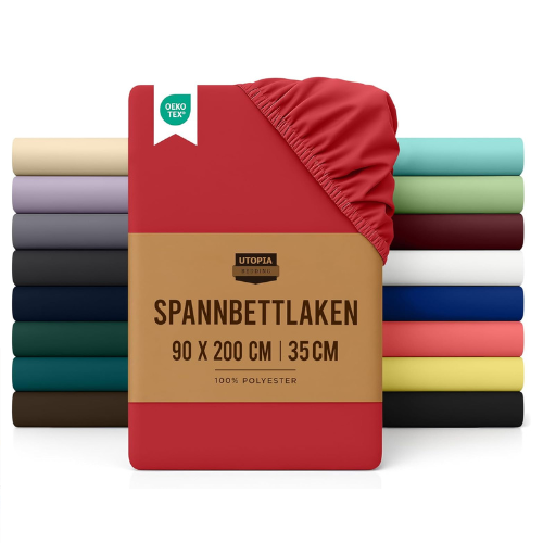 Fitted Sheet 90x200 cm Red 35cm Deep Pocket OekoTex