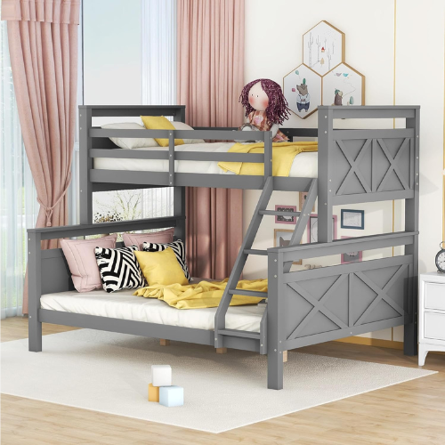 Etagenbett 90x200 mit Leiter & Rausfallschutz Grau