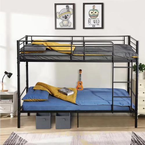 Etagenbett 90x200 cm Schwarz Mit Leiter Und Schutz