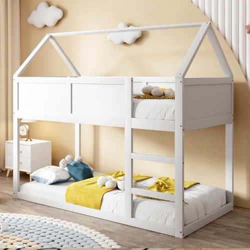 Bunk bed 90x200 with stairs made of solid wood white