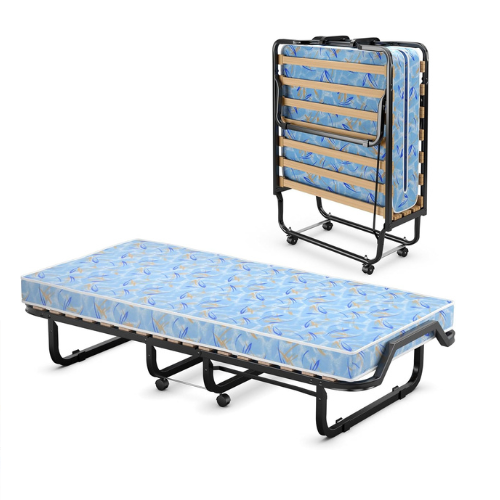 Folding Guest Bed with Memory Foam Mattress 90x200 Blue