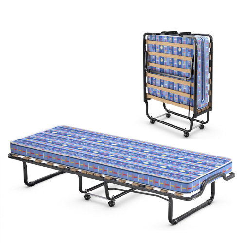 Folding Metal Bed 80x200cm with Memory Foam Mattress