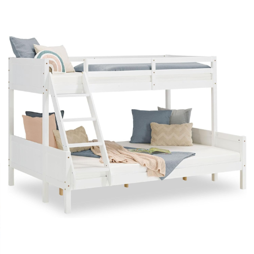 Etagenbett aus Kiefernholz für Kinder in Weiß