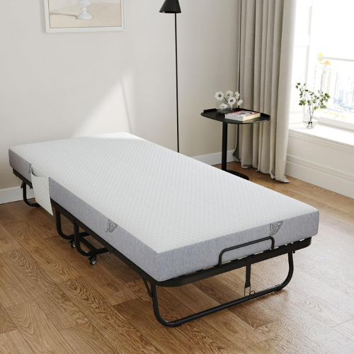 Folding Metal Bed 90x200cm with 13cm Foam Mattress