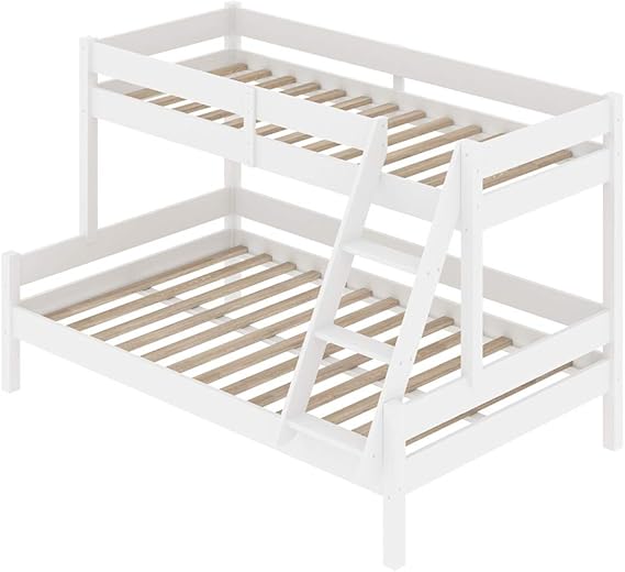 White Wooden Children’s Bunk Bed with Storage Drawers