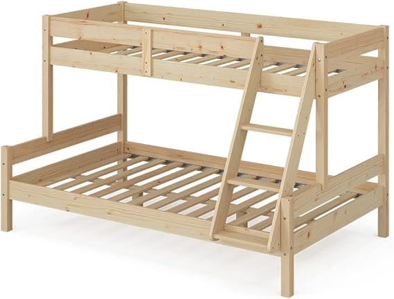 Natural Wood Bunk Bed for Kids and Guests