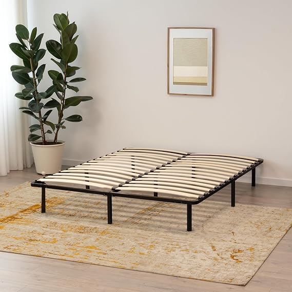 Metal Bed Frame 160x200 cm, Black with Storage