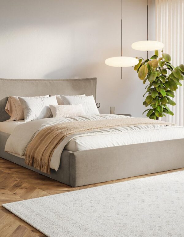 Polsterbett 140x200 Beige mit Stauraum & Kopfteil