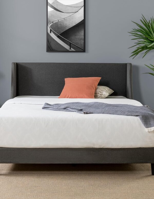Zinus Evelyn Bett 140x200 Wingback Dark Grey Frame