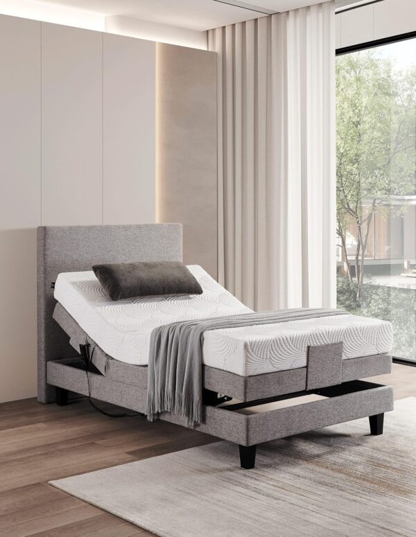 Motorbett 209E Riva mit Visco-Matratze Grau 120x200