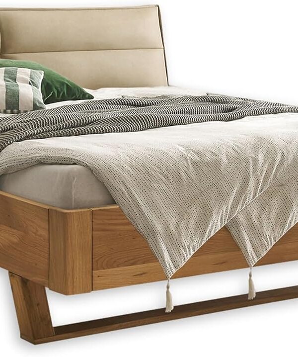 Modernes Massivholzbett 180x200 Eiche Kopfteil