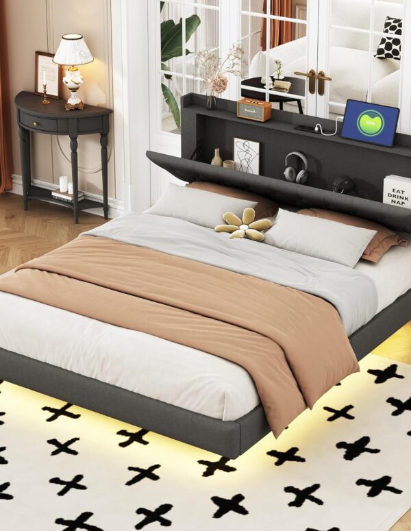 Polsterbett 160x200 mit LED, USB & Stauraum